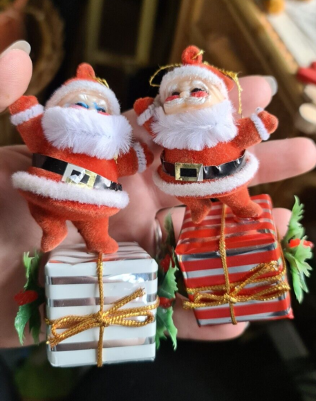 Vintage 10 Christmas Tree Decorations Santa, Plastic Bells,Teddys,Paper Lantern - Picture 2 of 16